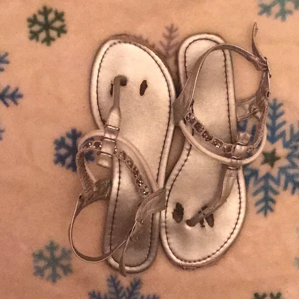 Silver cute children’s shoes size 6.